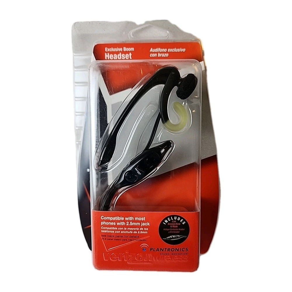 NEW Verizon Plantronics Boom Headset Universal MX250MCAE 2.5mm Port‎ Vintage NIB